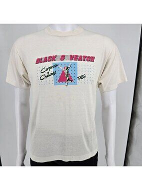 Vintage 1980s Screen Stars Black & Veatch Corporate Challenge 1988 T-Shirt (M)